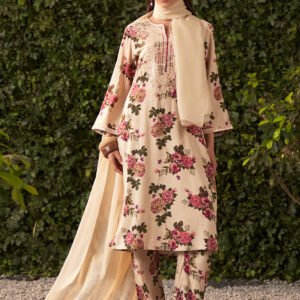 Olivia Cream Printed Suit Set with Dupatta