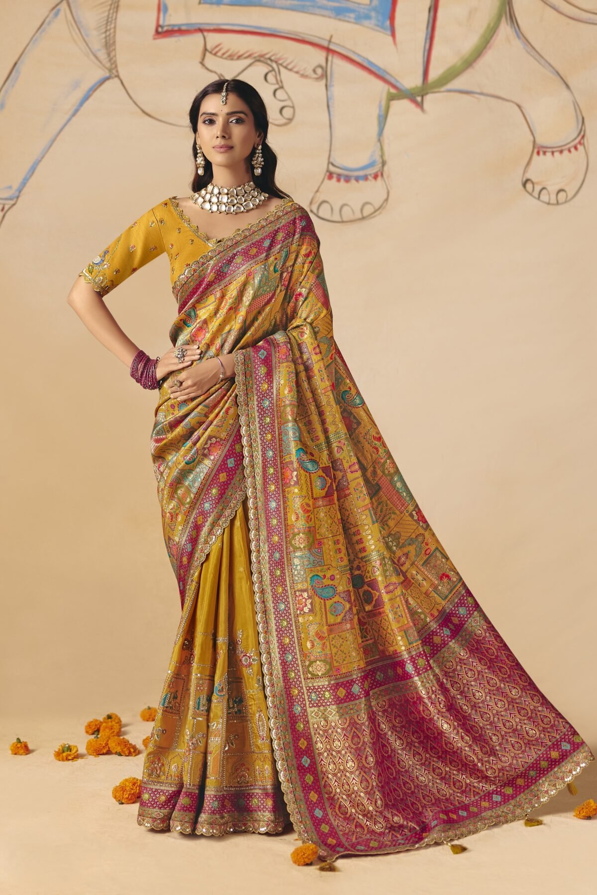 Honey Embellished Dola Silk Saree