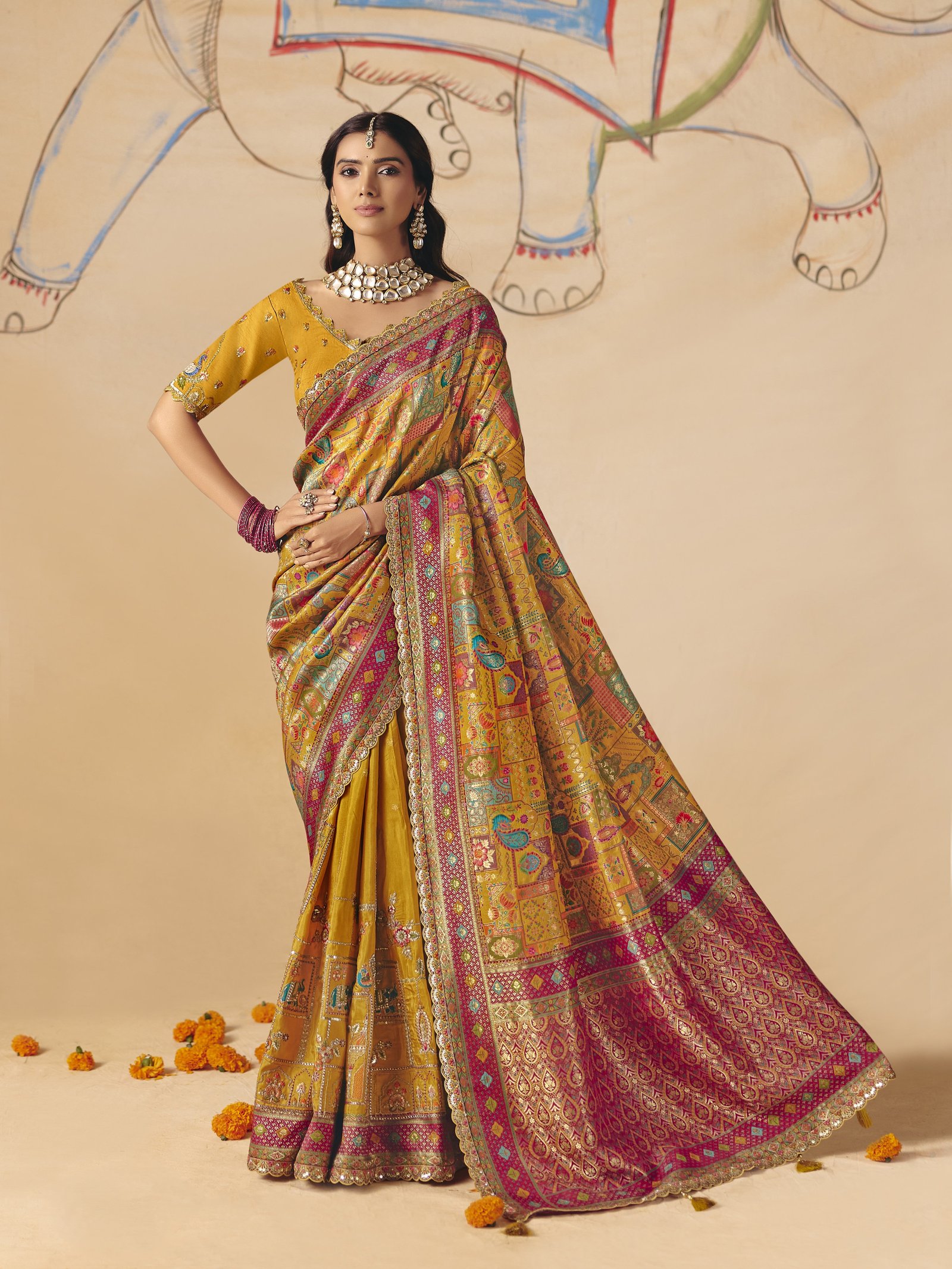 Honey Embellished Dola Silk Saree