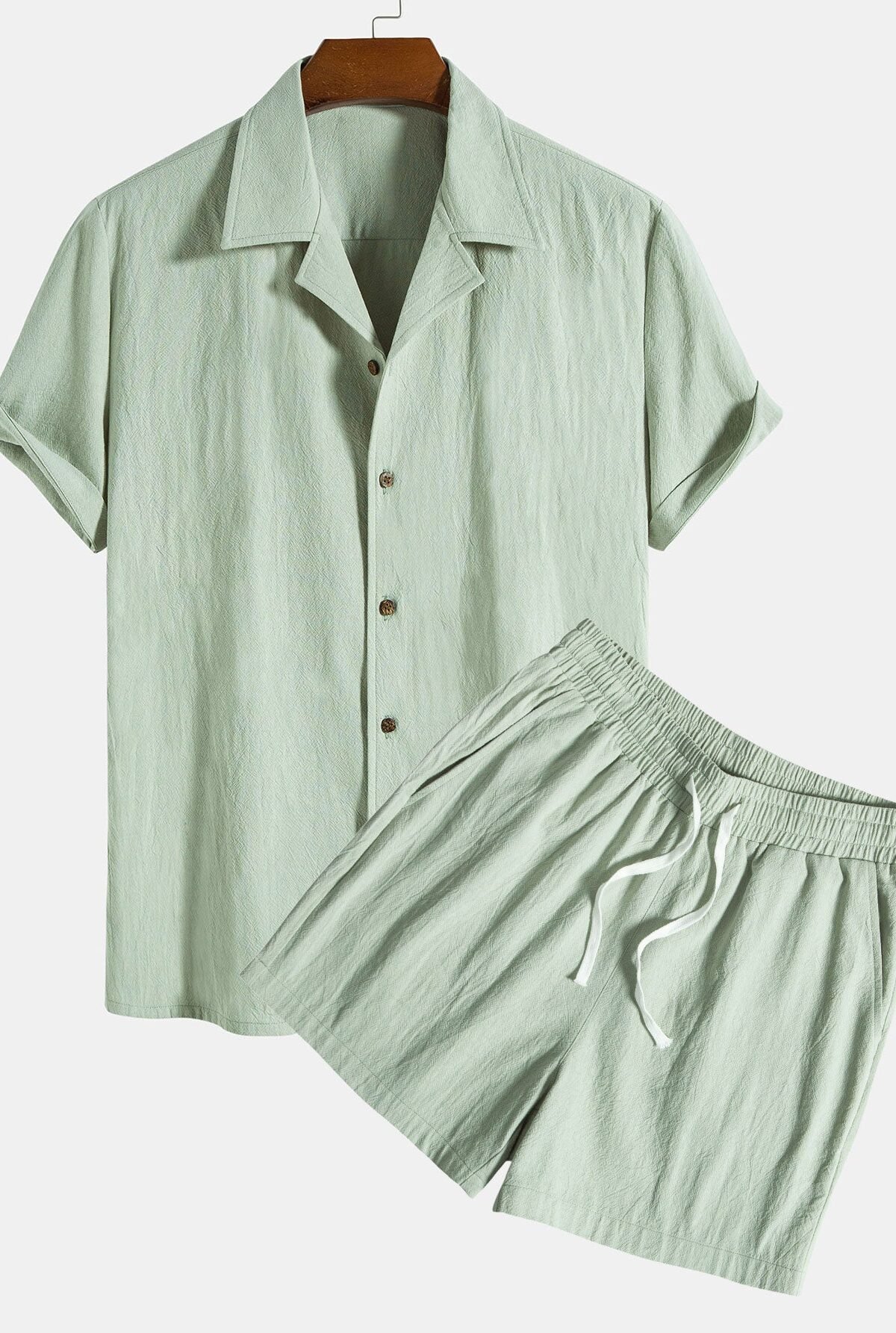 Textured Cotton Revere Shirt & 5" Shorts