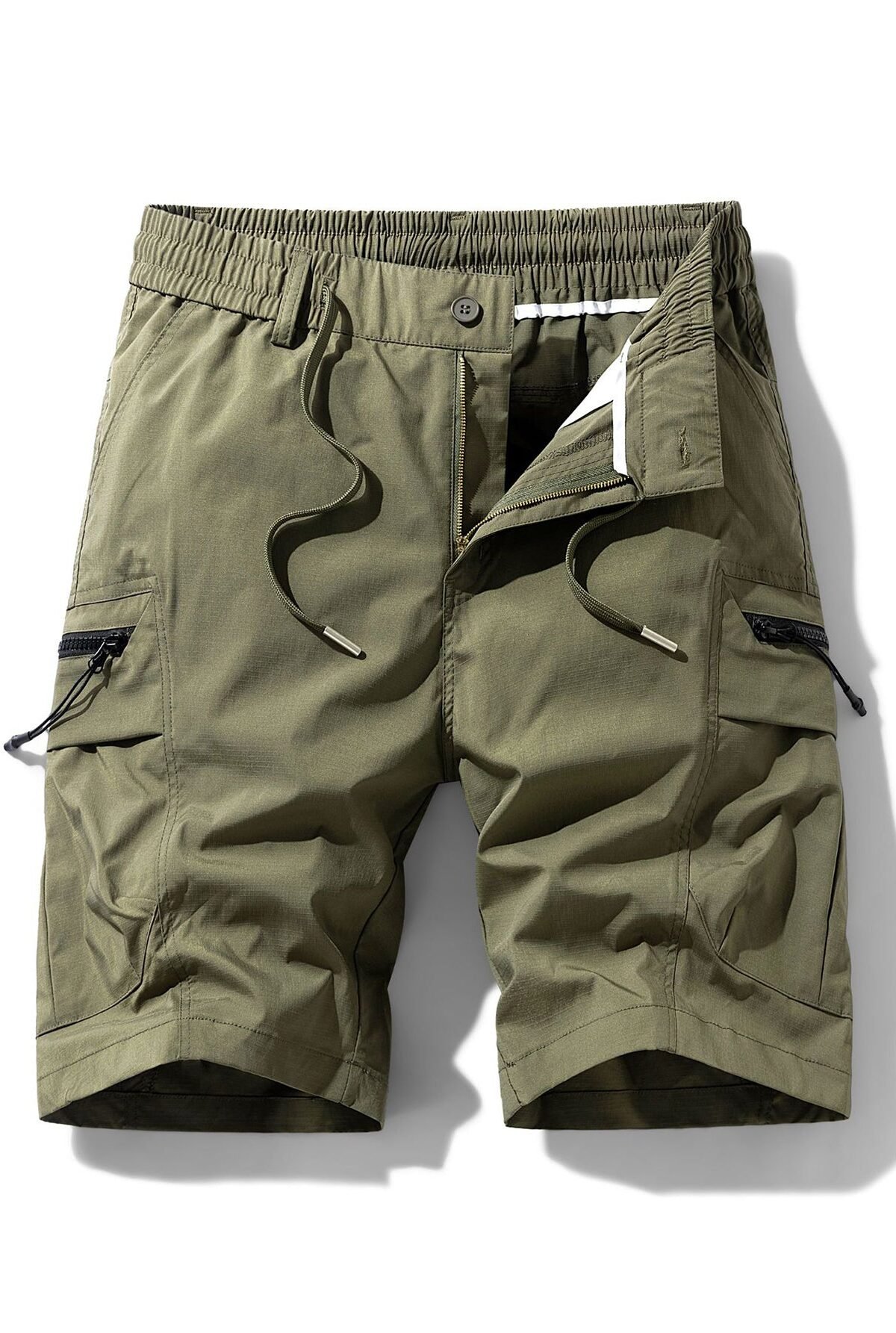 Drawstring Nylon Cargo Shorts