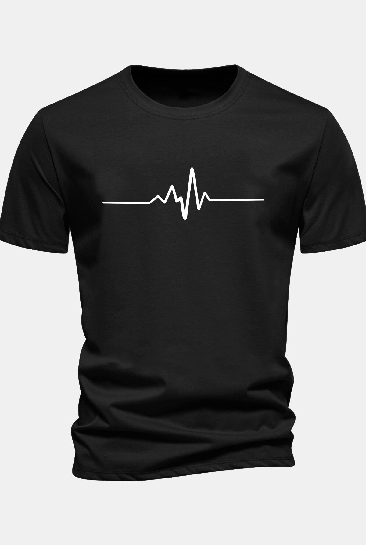 Regular Fit Heartbeat Flatline Print Cotton T-Shirt