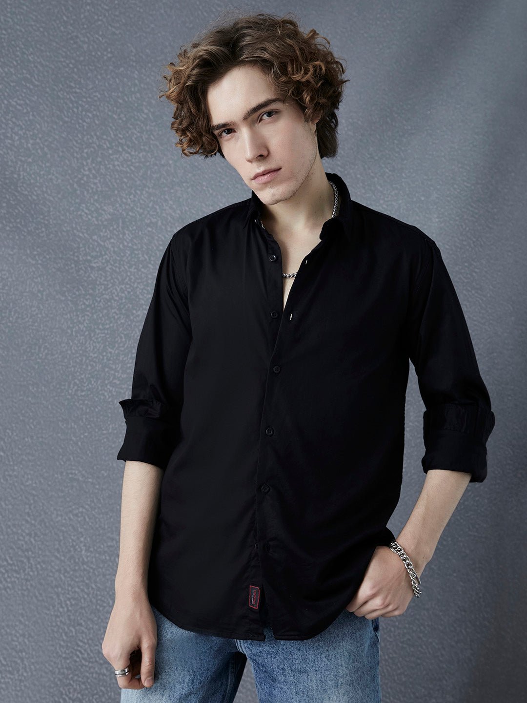 Rich Stylo Men Solid Cotton Relaxed Fit Full Sleave Shirt