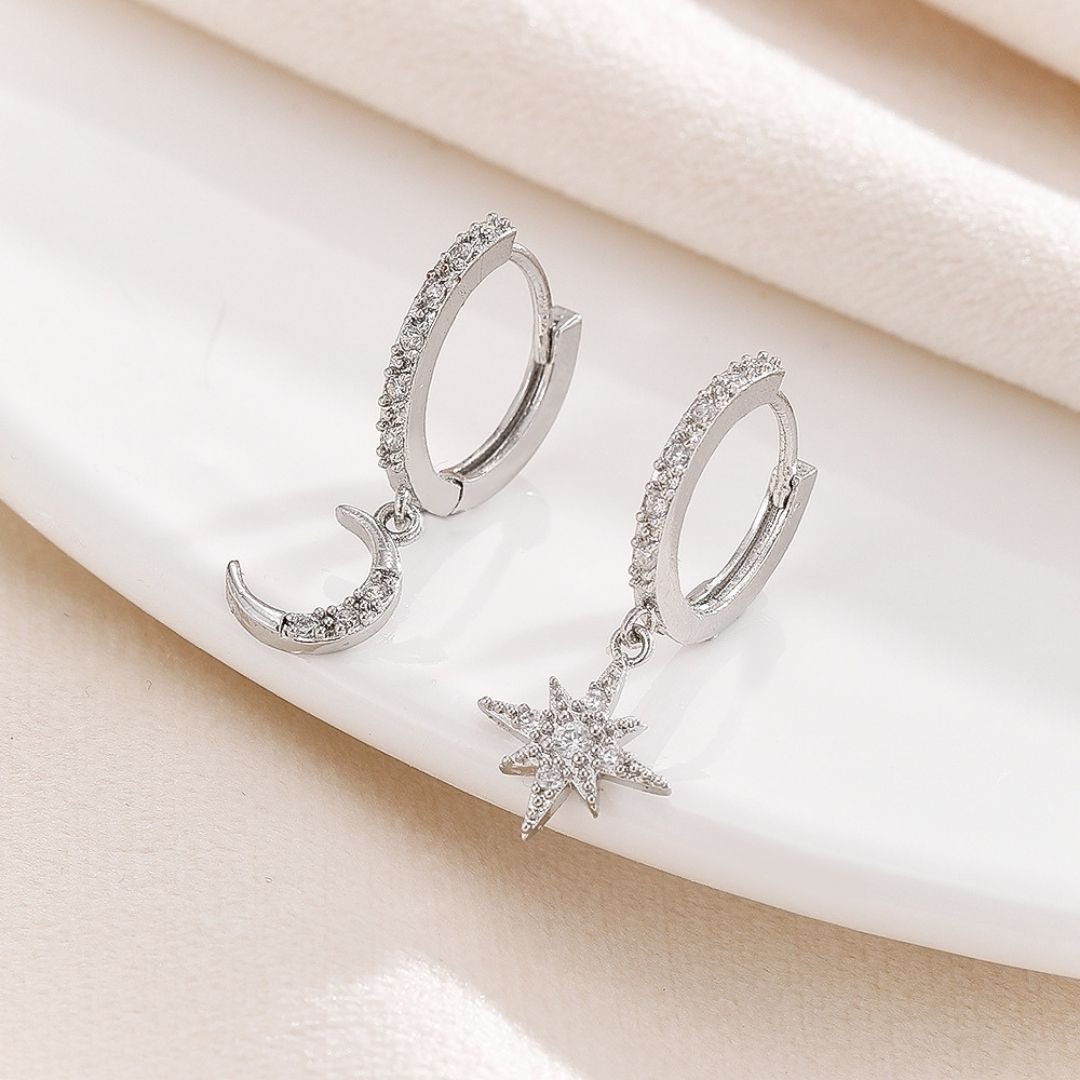 Star & Moon Dangle Earrings