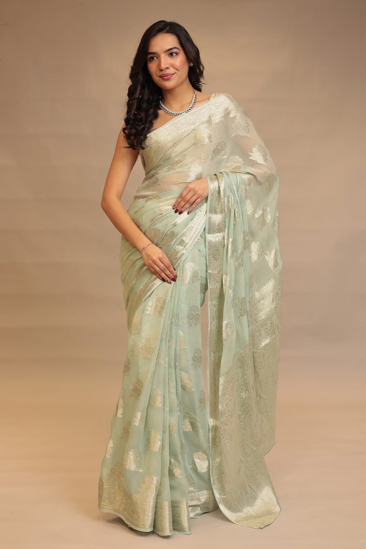 Weaving Banarasi Chiffon Saree