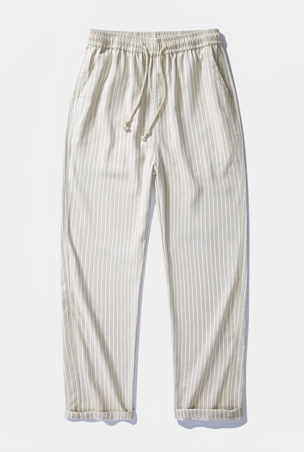 Stripe Straight Leg Linen Pants