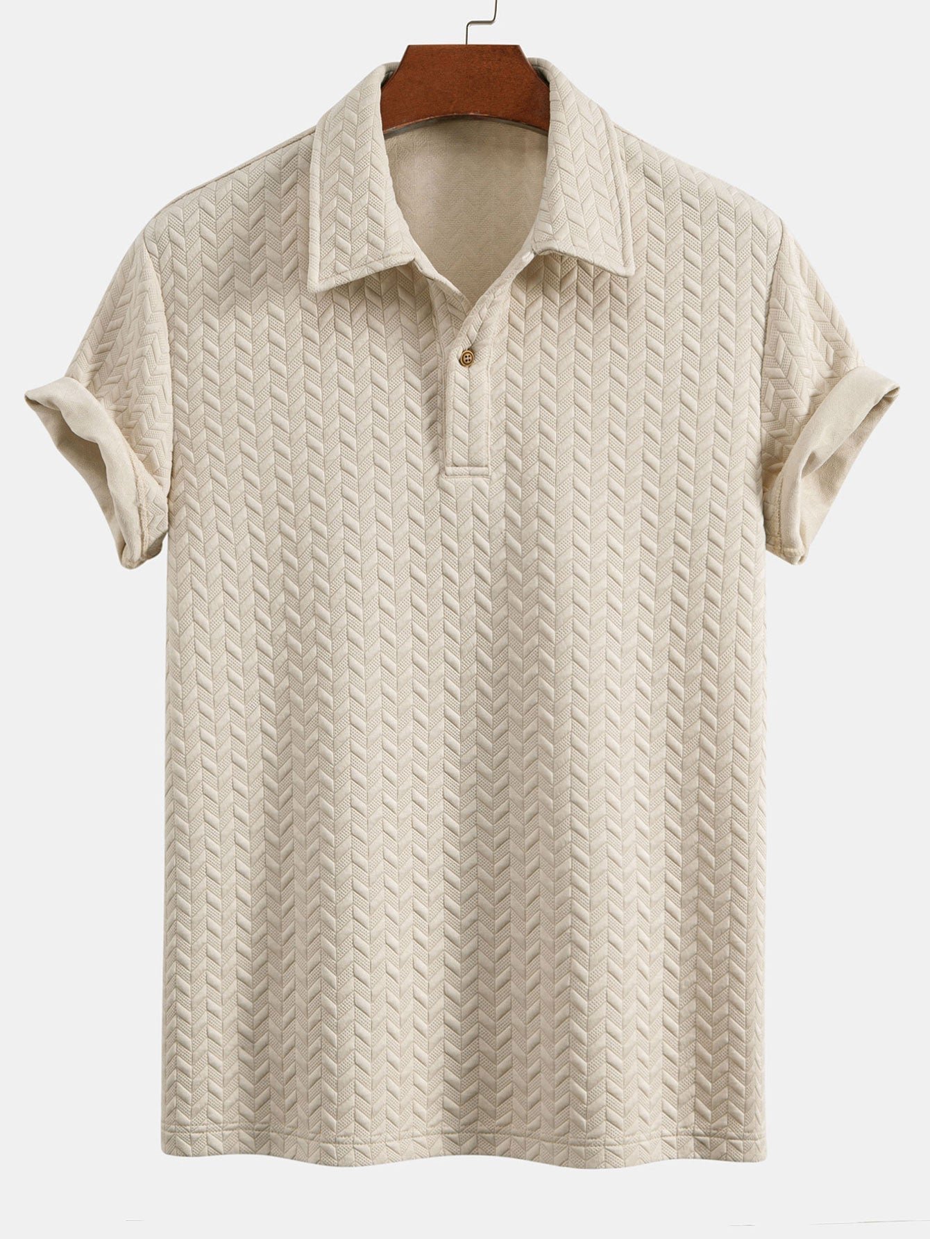 Short Sleeved Jacquard Textured Polo