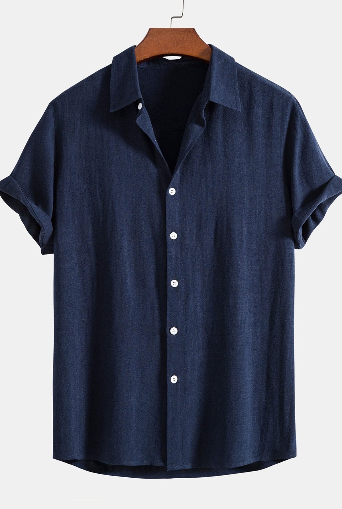 Linen Rayon Blend Button Up Shirt