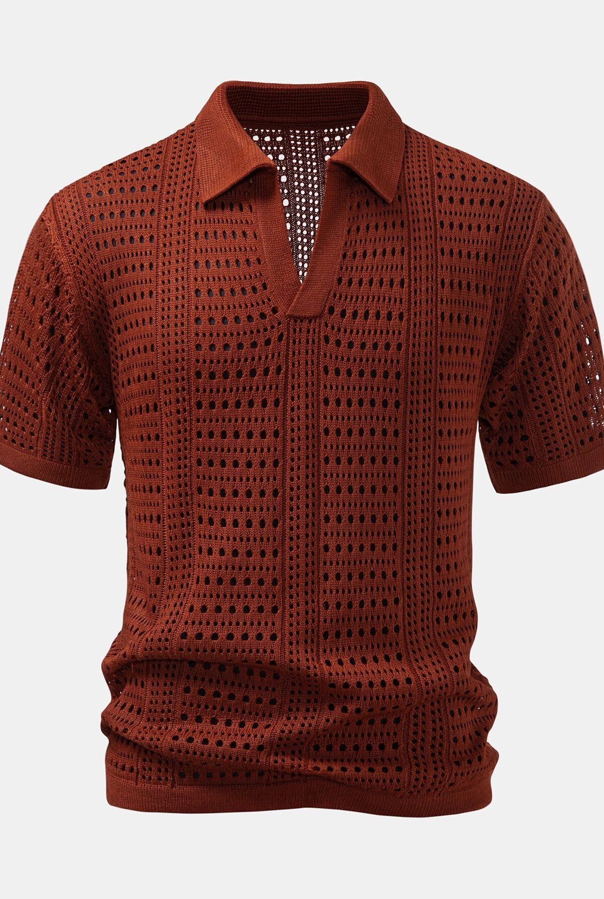 Crochet  V Neck Polo Shirt