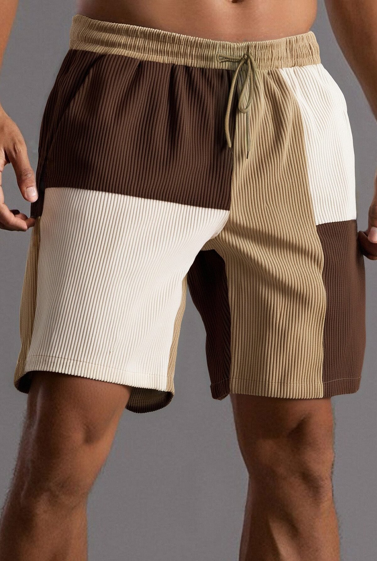 Colorblock Corduroy Shorts