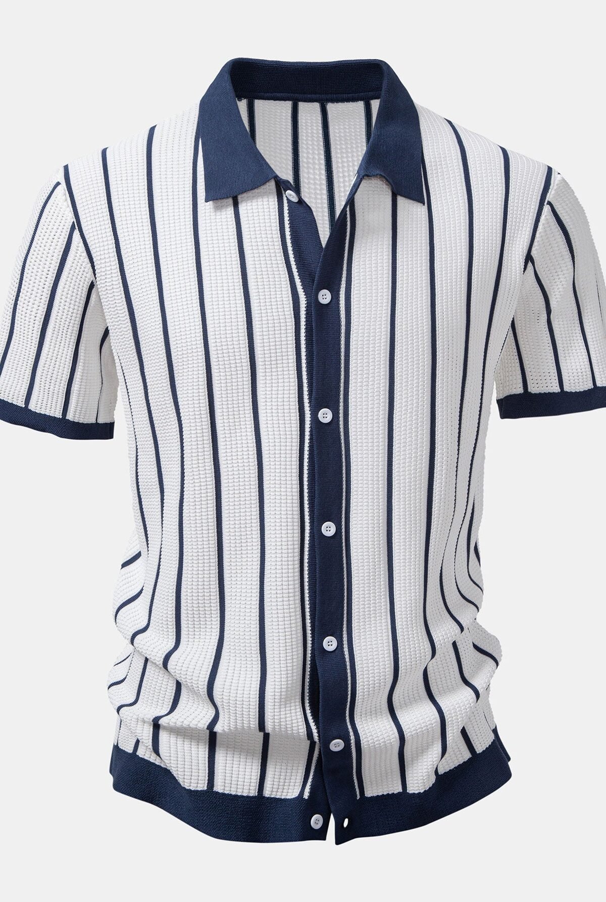 Stripe Knitted Button Up Shirt