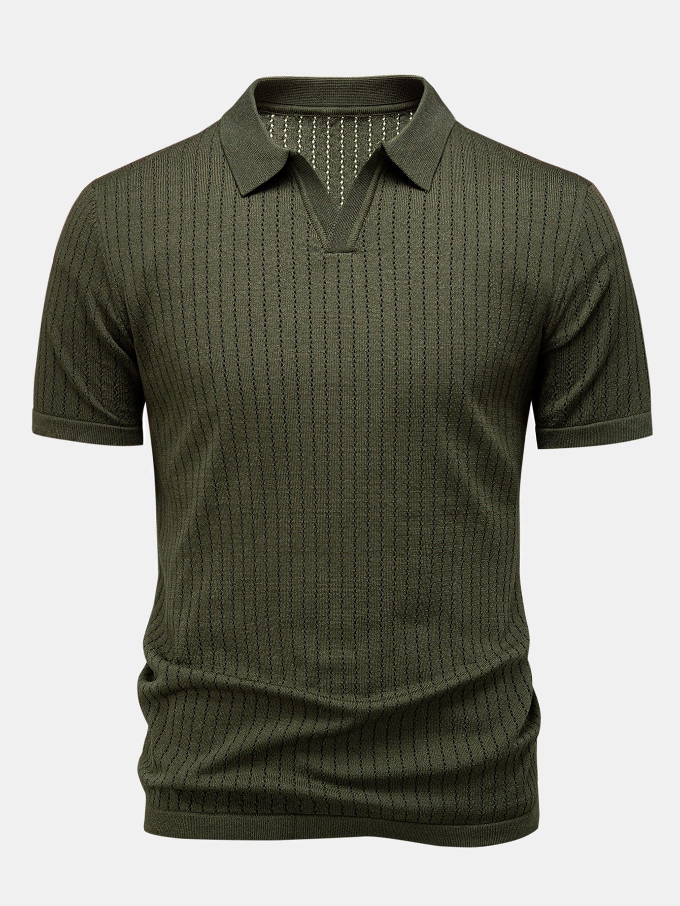 Johnny Collar Open Knit Polo