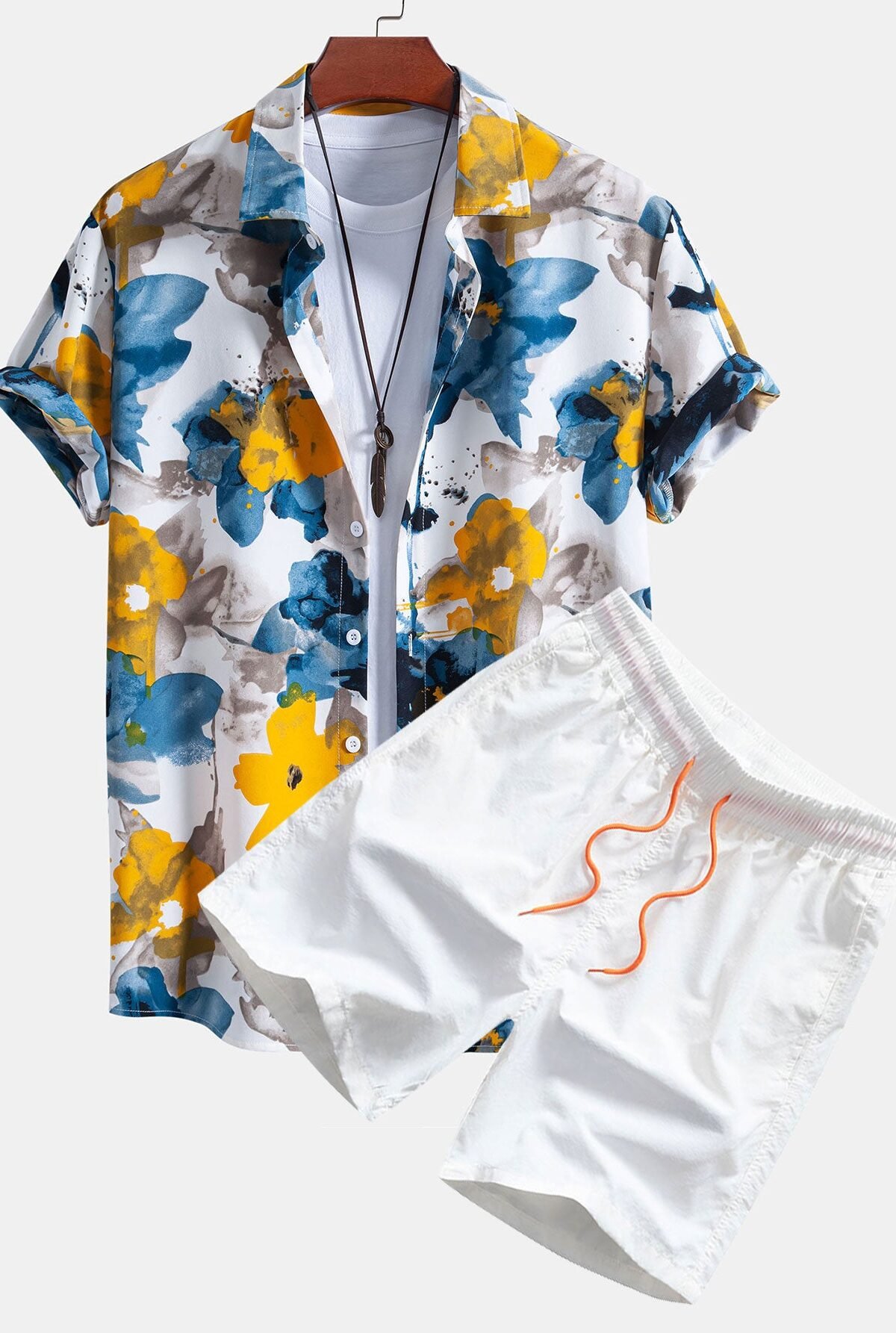 Ink Floral Print Button Up Shirt & Swim Shorts