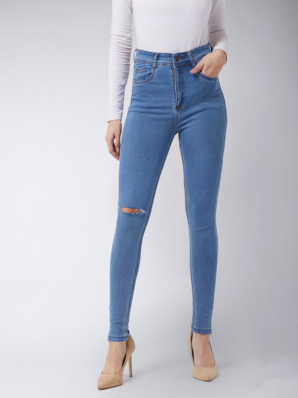 Stay Strong High Waist Slit Denim Pant