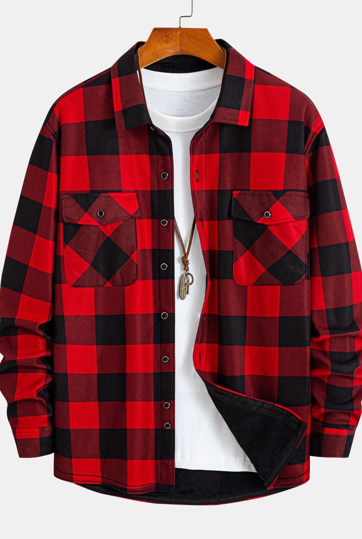 Flannel Fleece Lined Plaid Shirt With Pockets