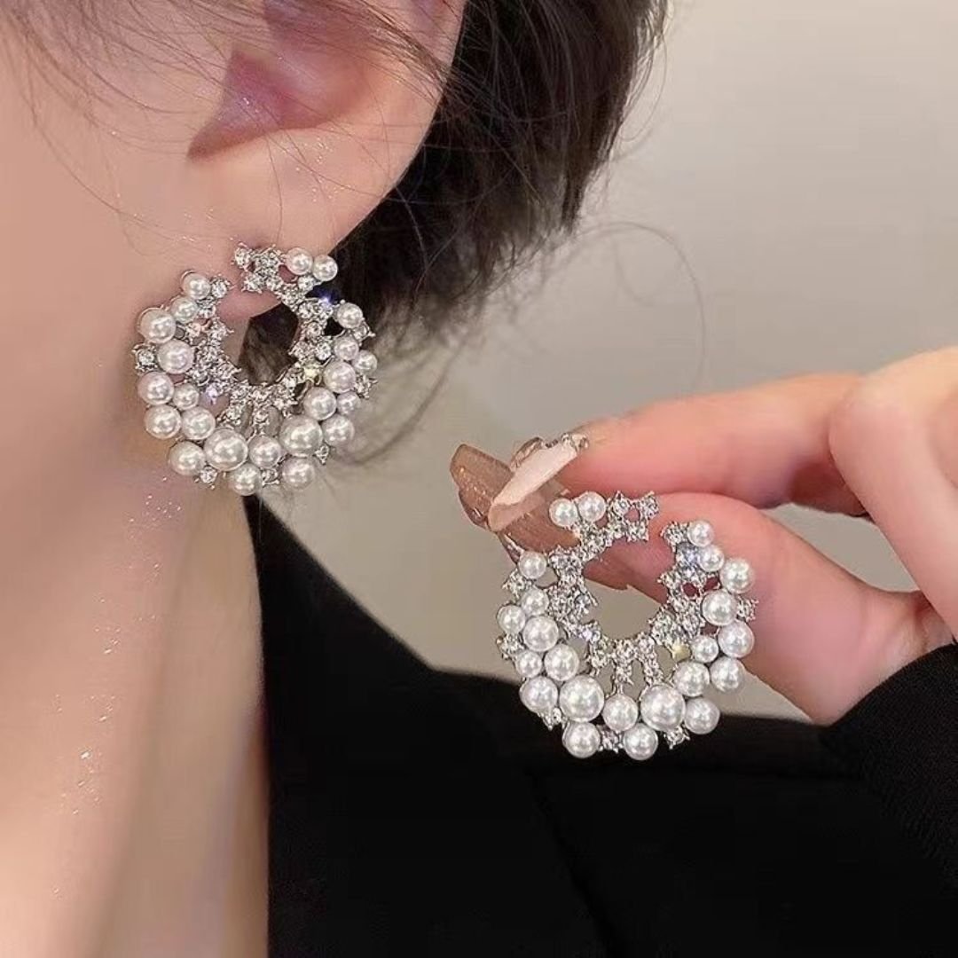 CelestiRich Stylo Pearl & CrystRich Stylo Statement Earrings