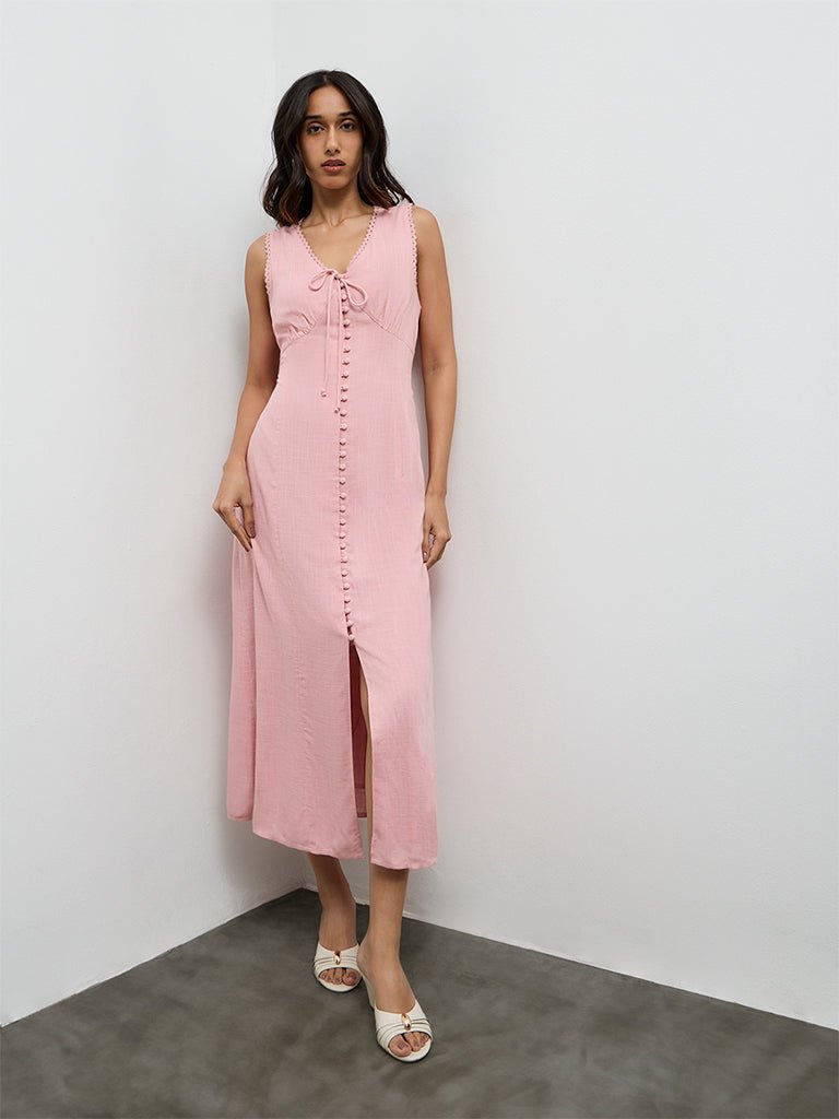 Rich Stylo Dusty Pink A-Line Dress
