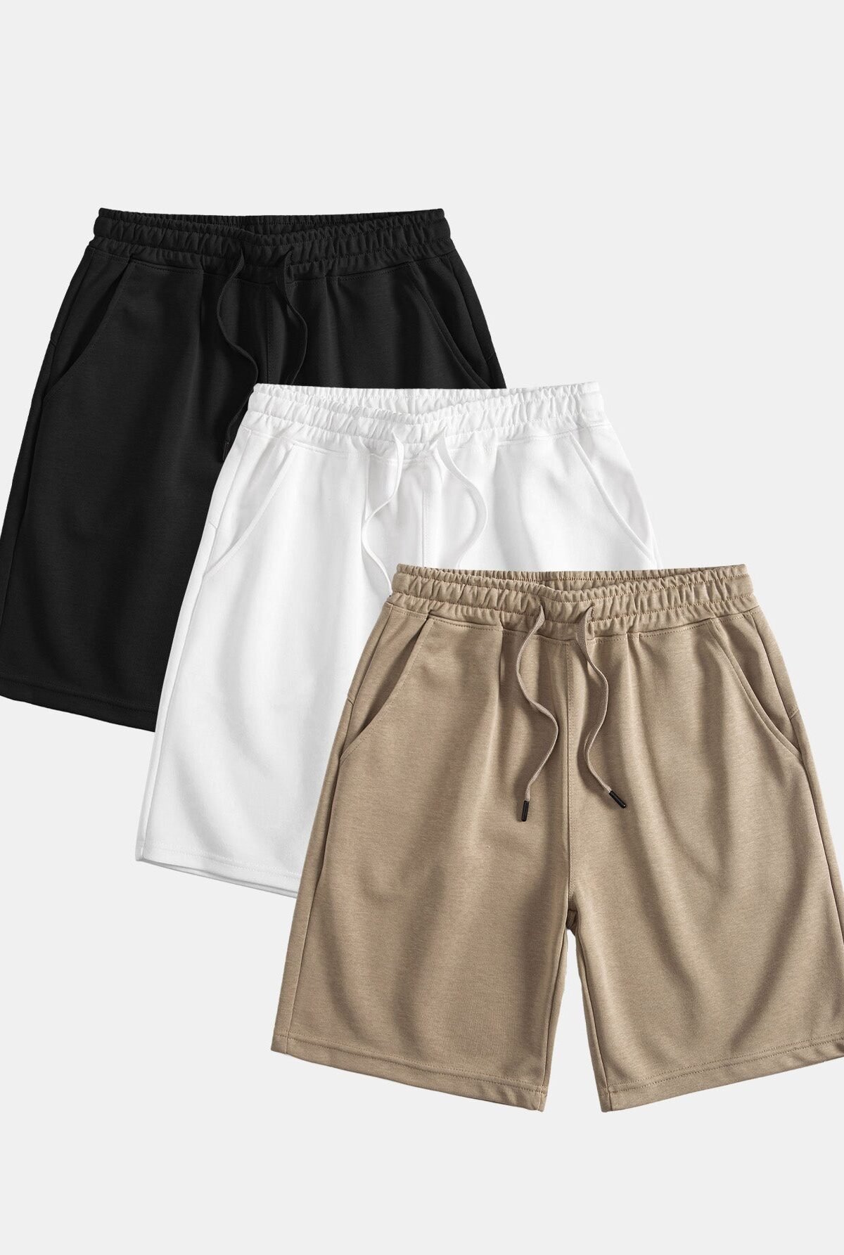 3 Pieces Mid Length Drawstring Shorts