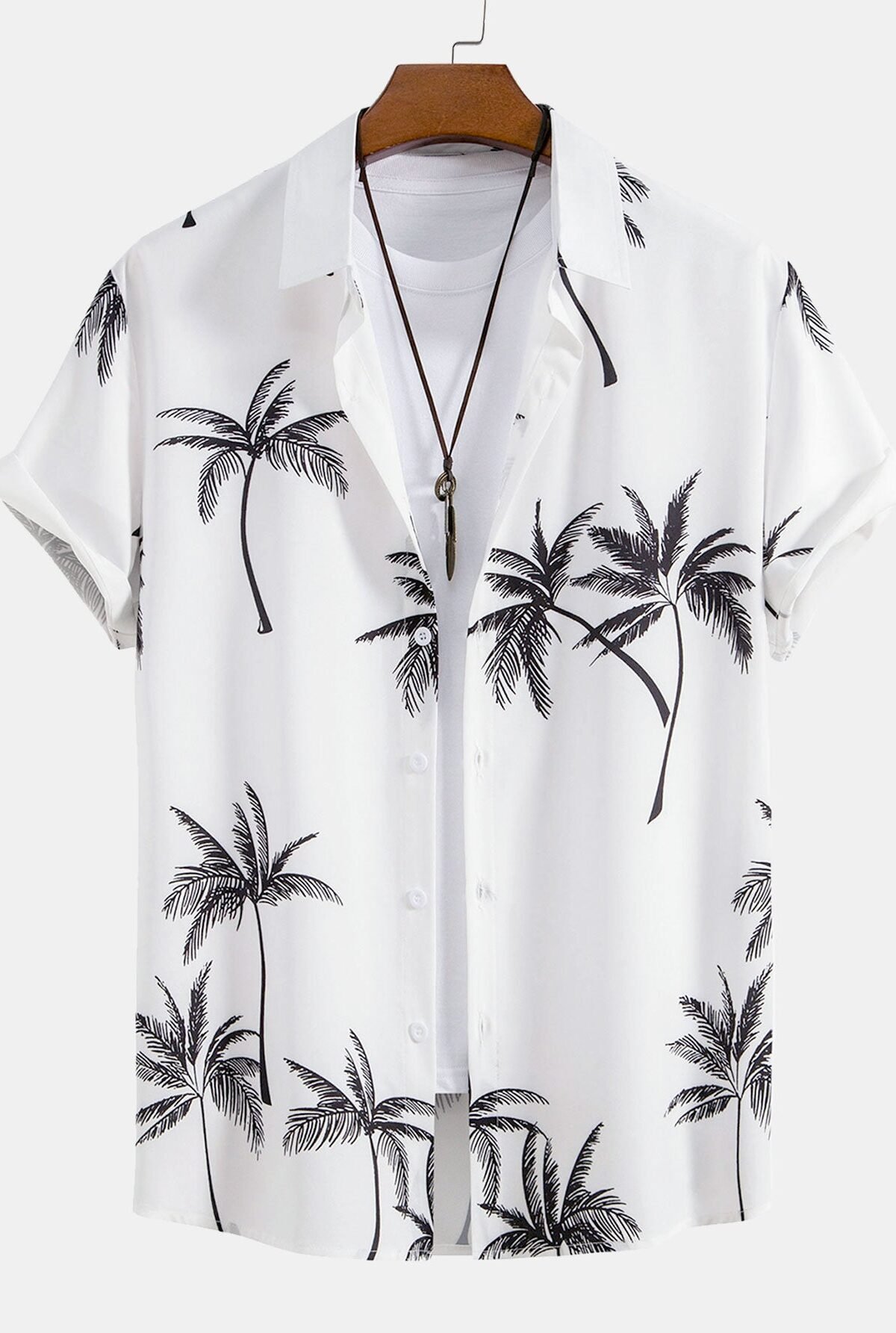 Palm Tree Print Button Up Shirt