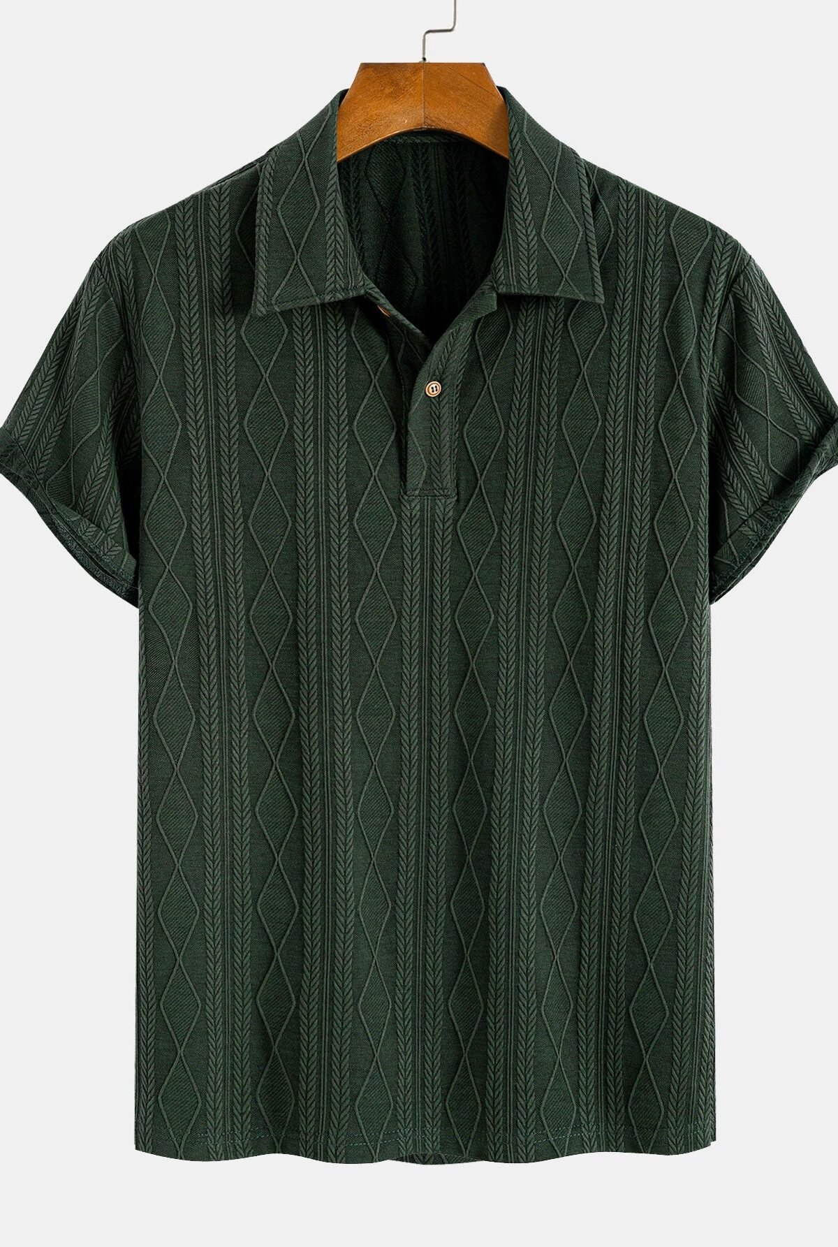 Knitted Geometric Rhombus Jacquard Polo