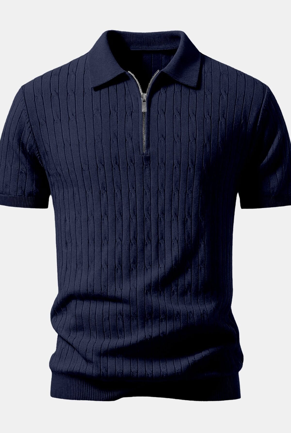 Twisted Jacquard Zipper Knit Polo