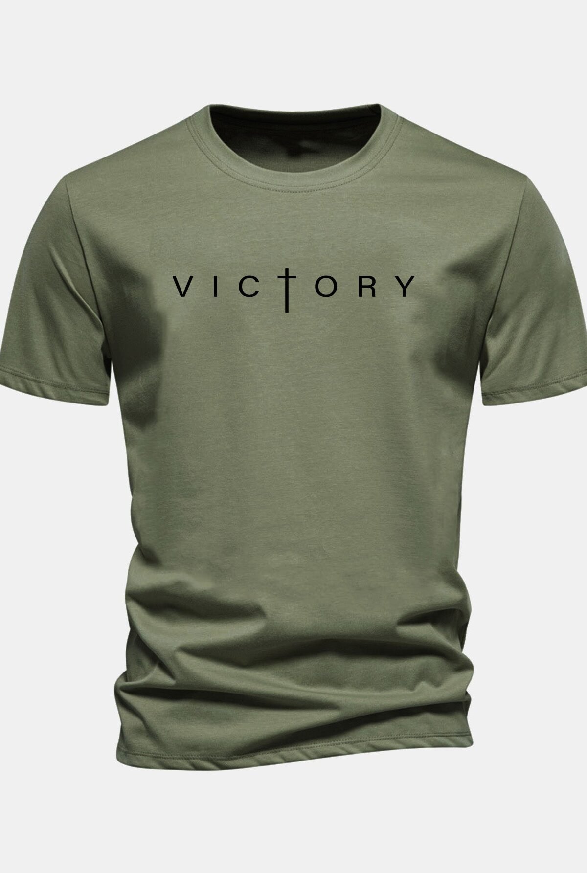 Regular Fit Victory Slogan Print Cotton T-Shirt