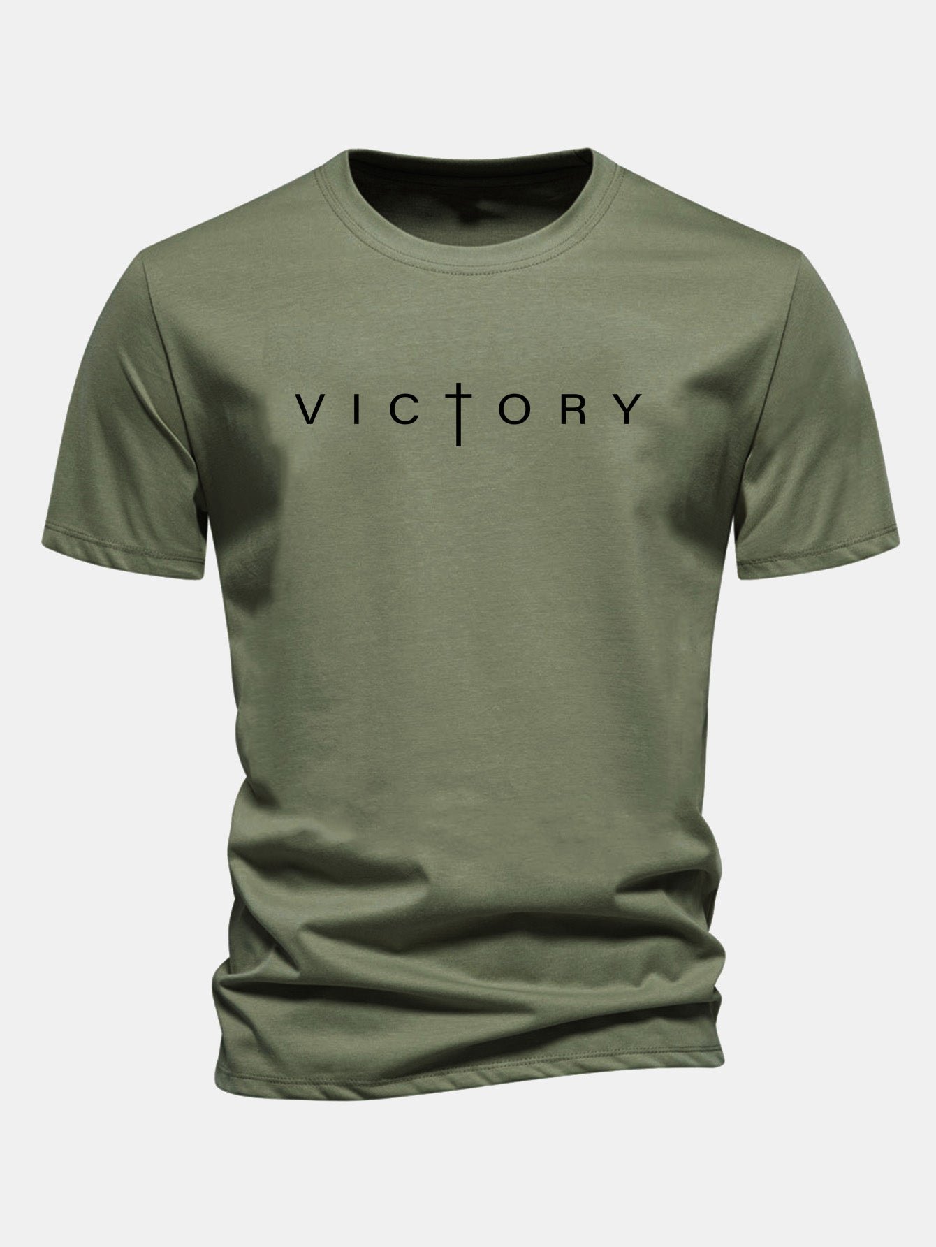 Regular Fit Victory Slogan Print Cotton T-Shirt