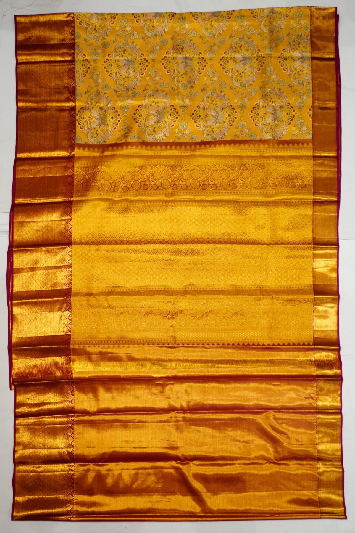 Yellow Kanchi Pattu Zari And Handwoven Saree