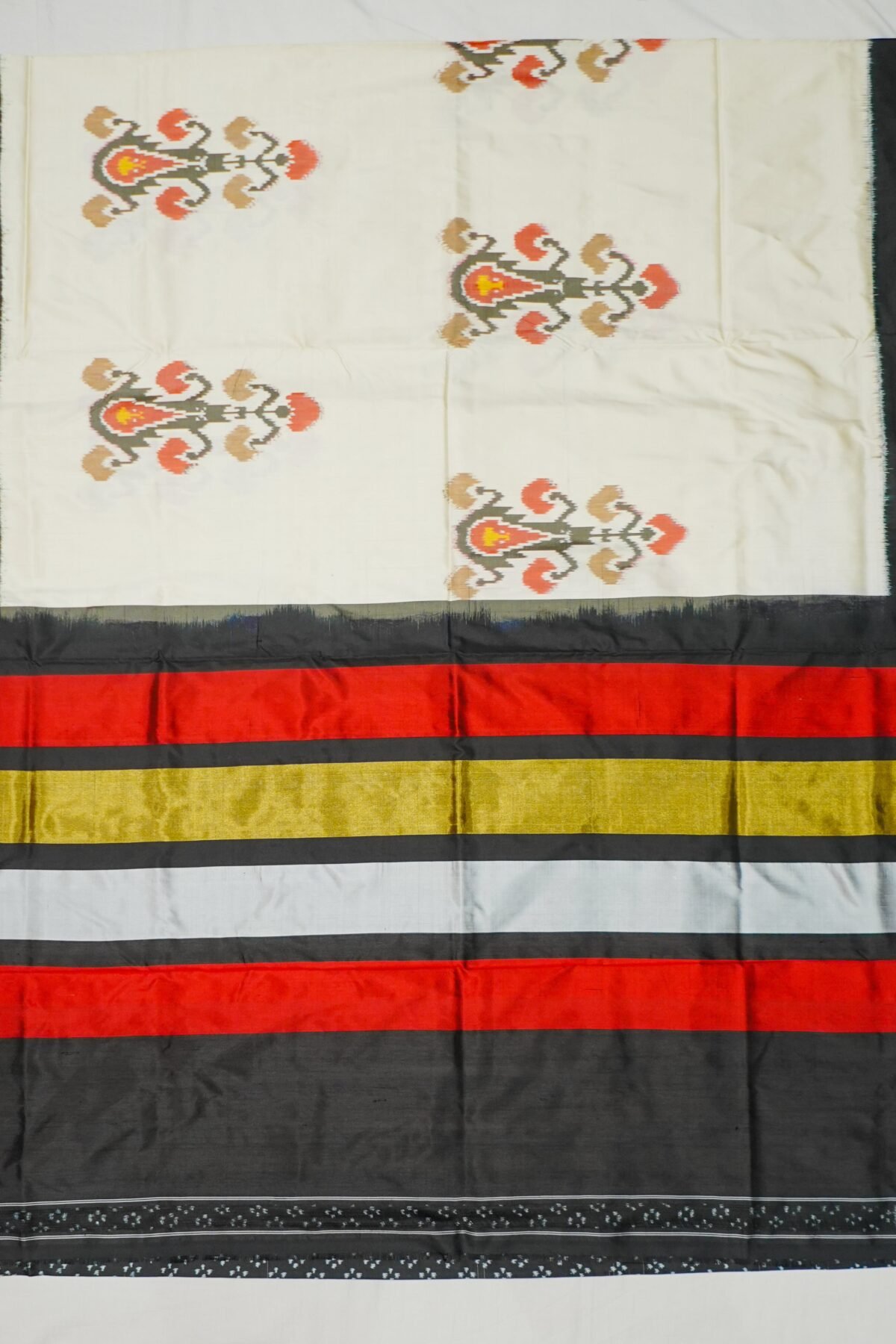 Cream Patola Handloom All Over Saree With Multi Butta