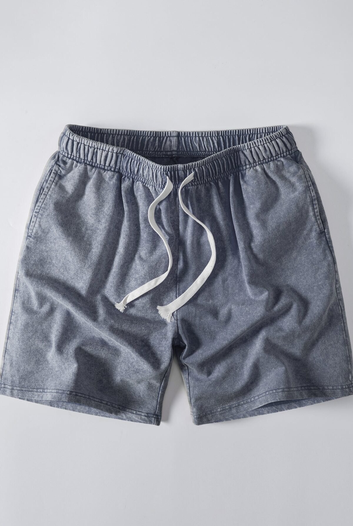 Washed Distressed Drawstring Shorts