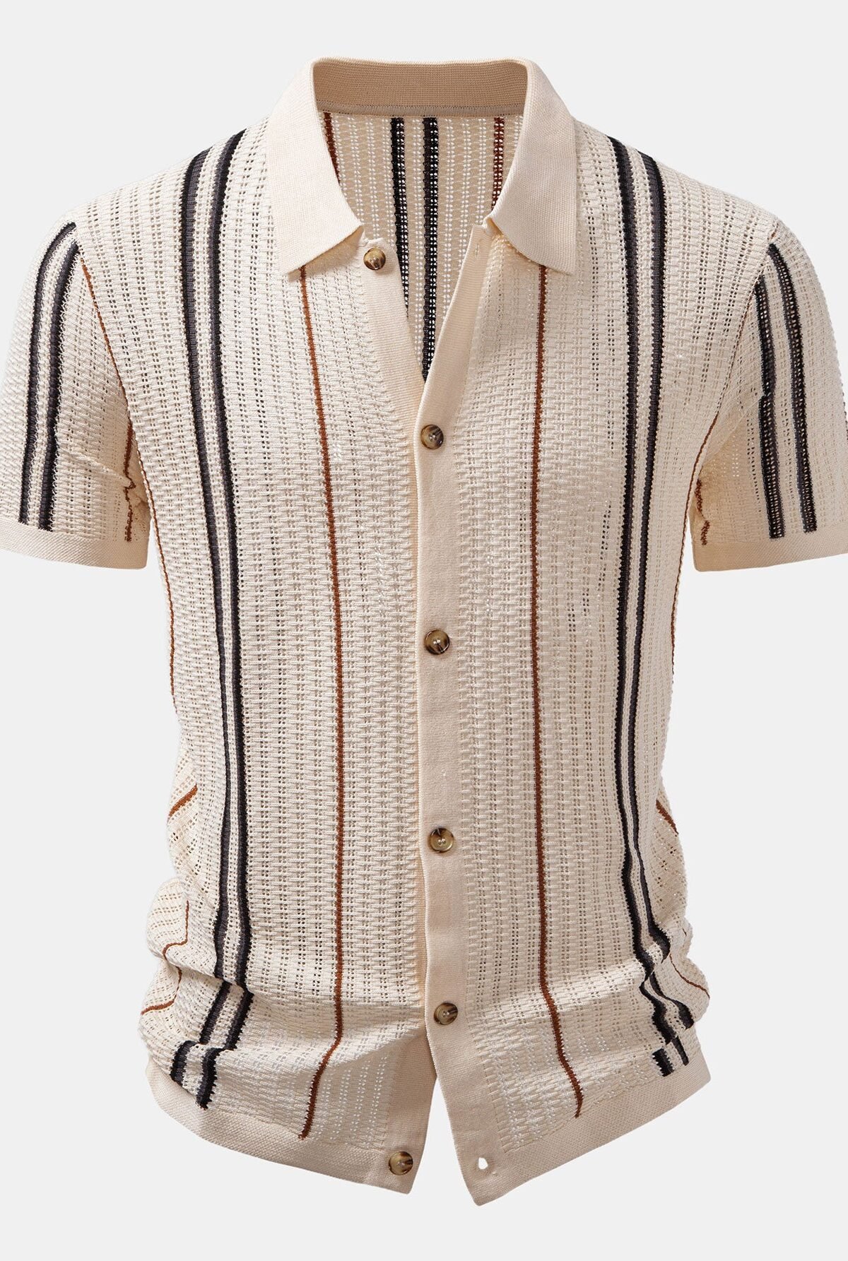 Stripe Crochet Button Up Shirt