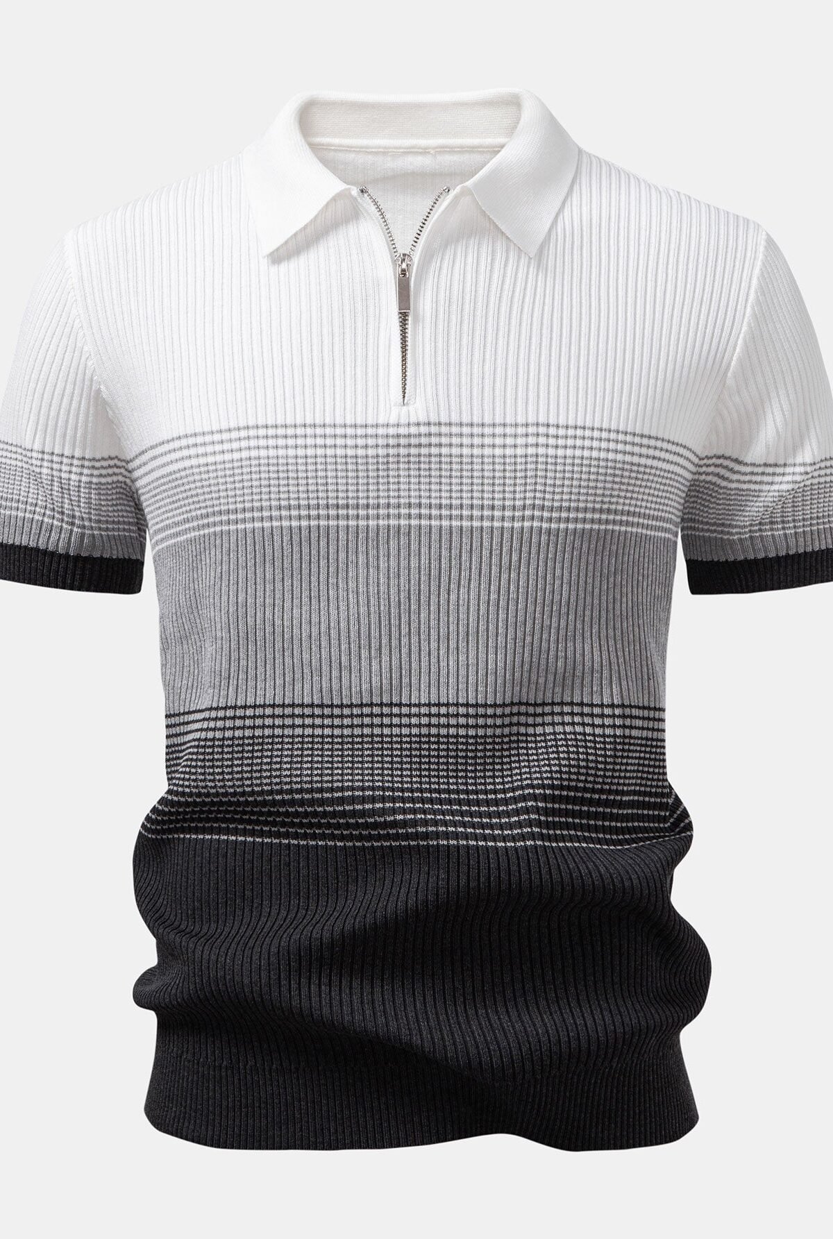 Striped Gradient Knitted Polo Shirt