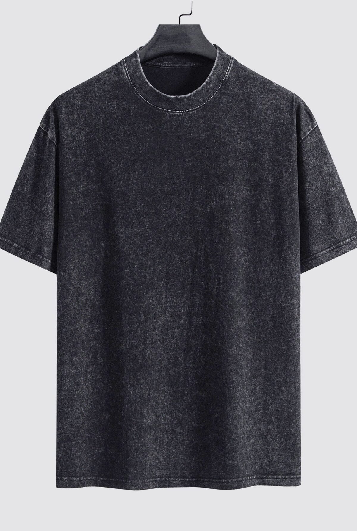 Basic Washed Distressed Drop Shoulder Oversize T-Shirt