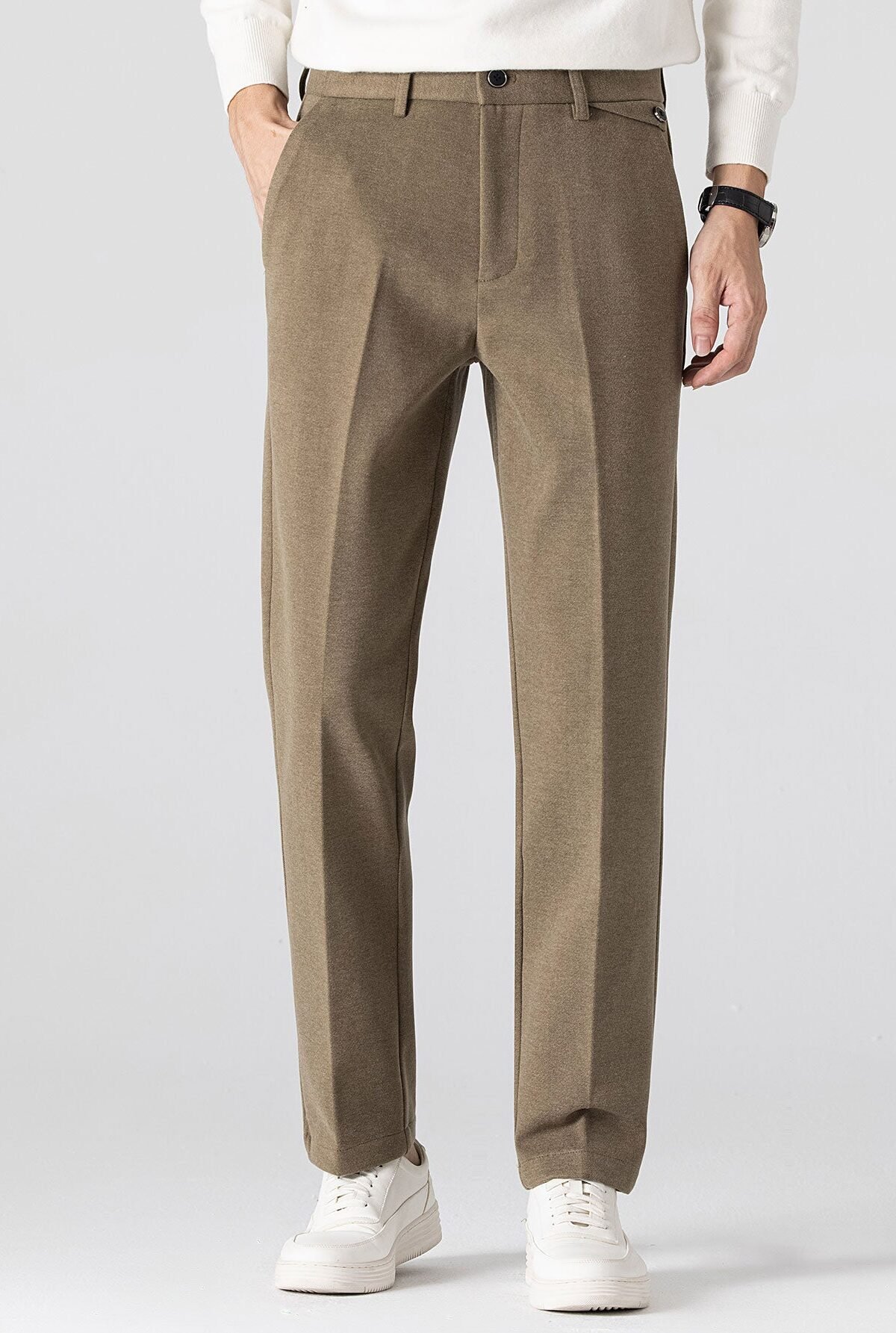 Woolen Straight Leg Trousers