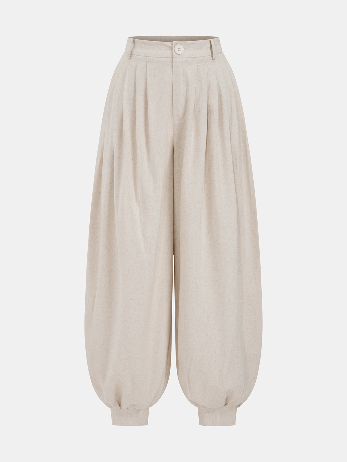 Linen-Blend Pleated Balloon Pants