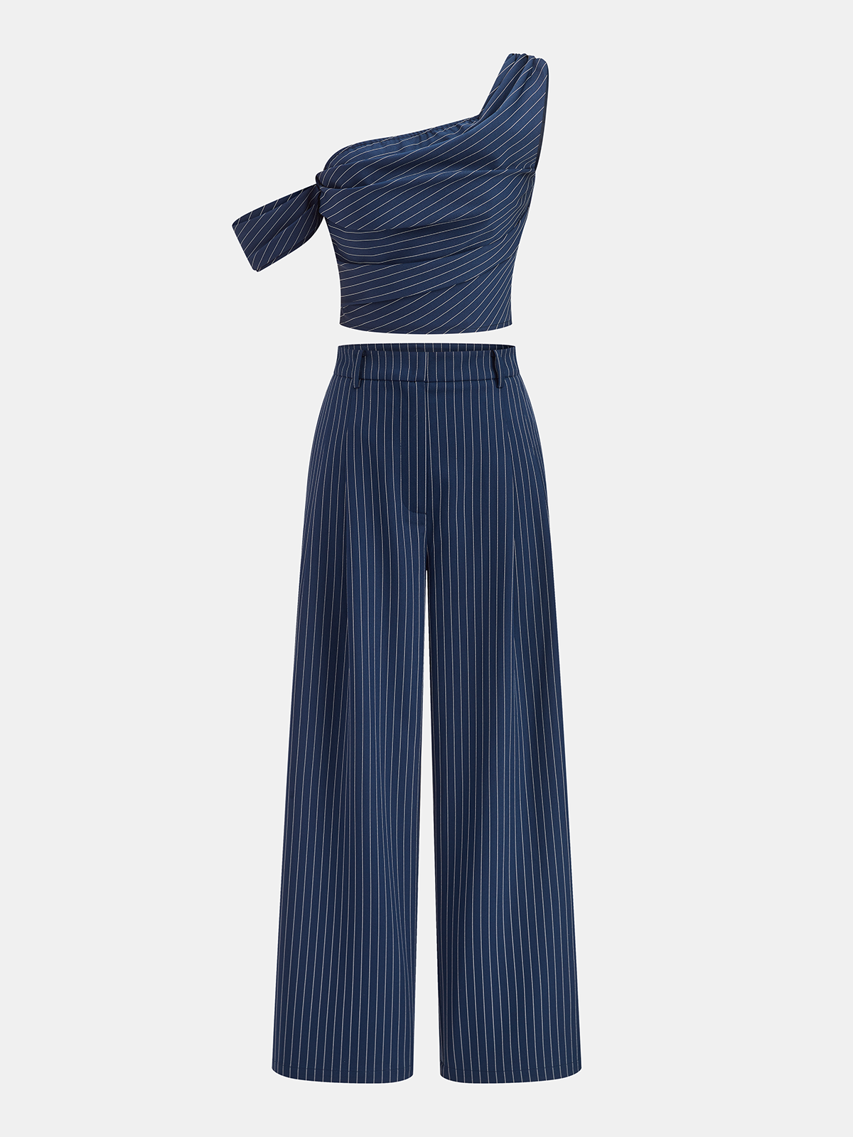 One-Shoulder Striped Top and Pants Set