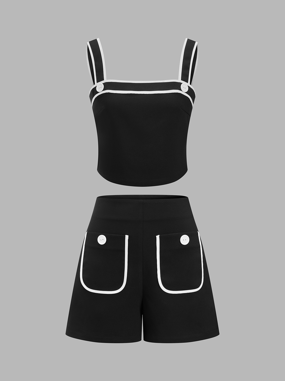 Contrast Trim Cami Top and Shorts Set