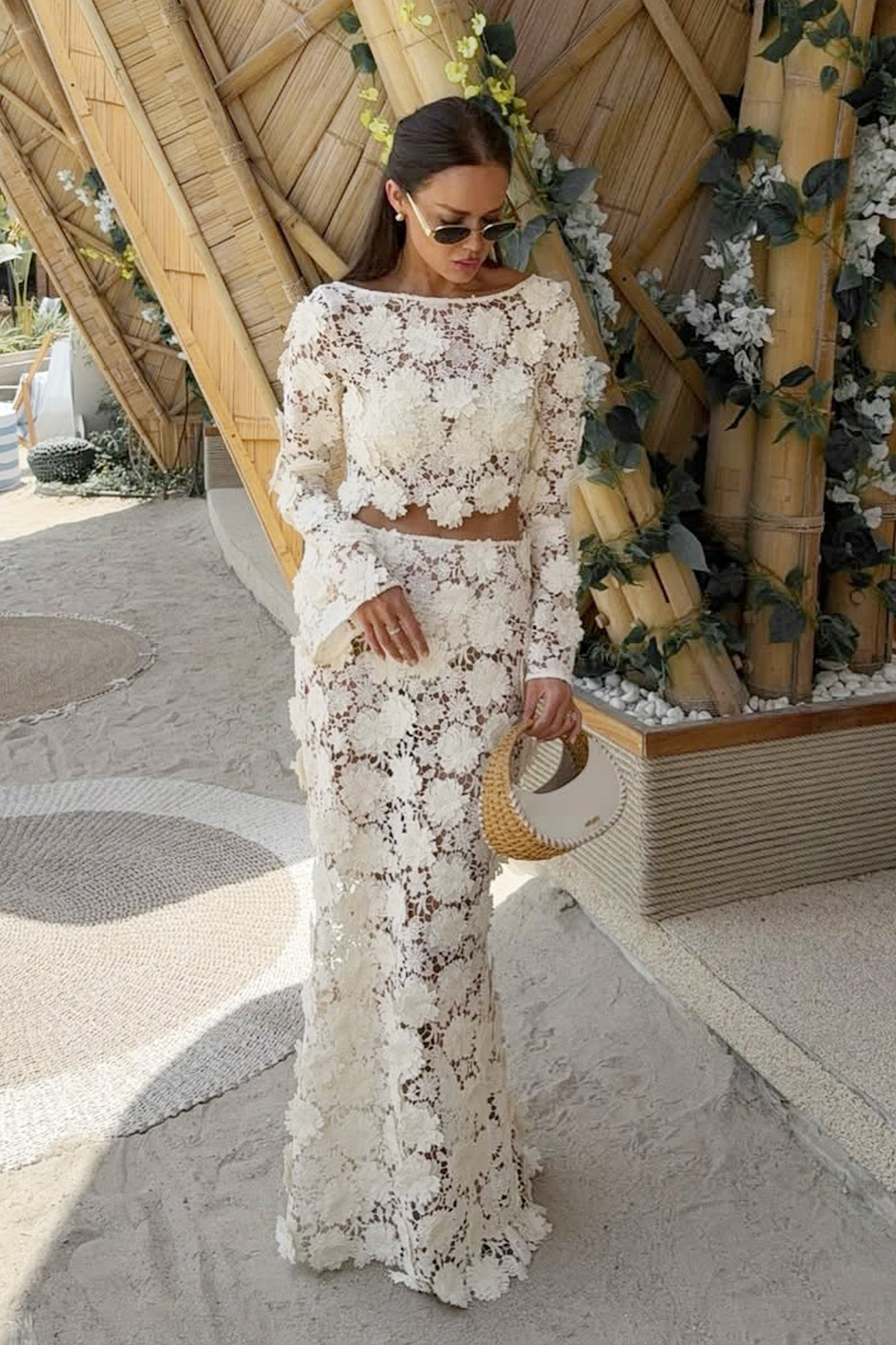 Cream Lace Maxi Skirt