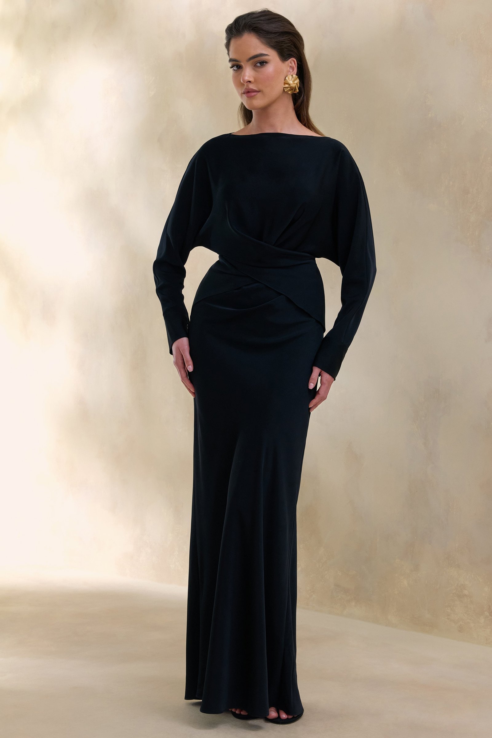 Black Satin Maxi-Skirt