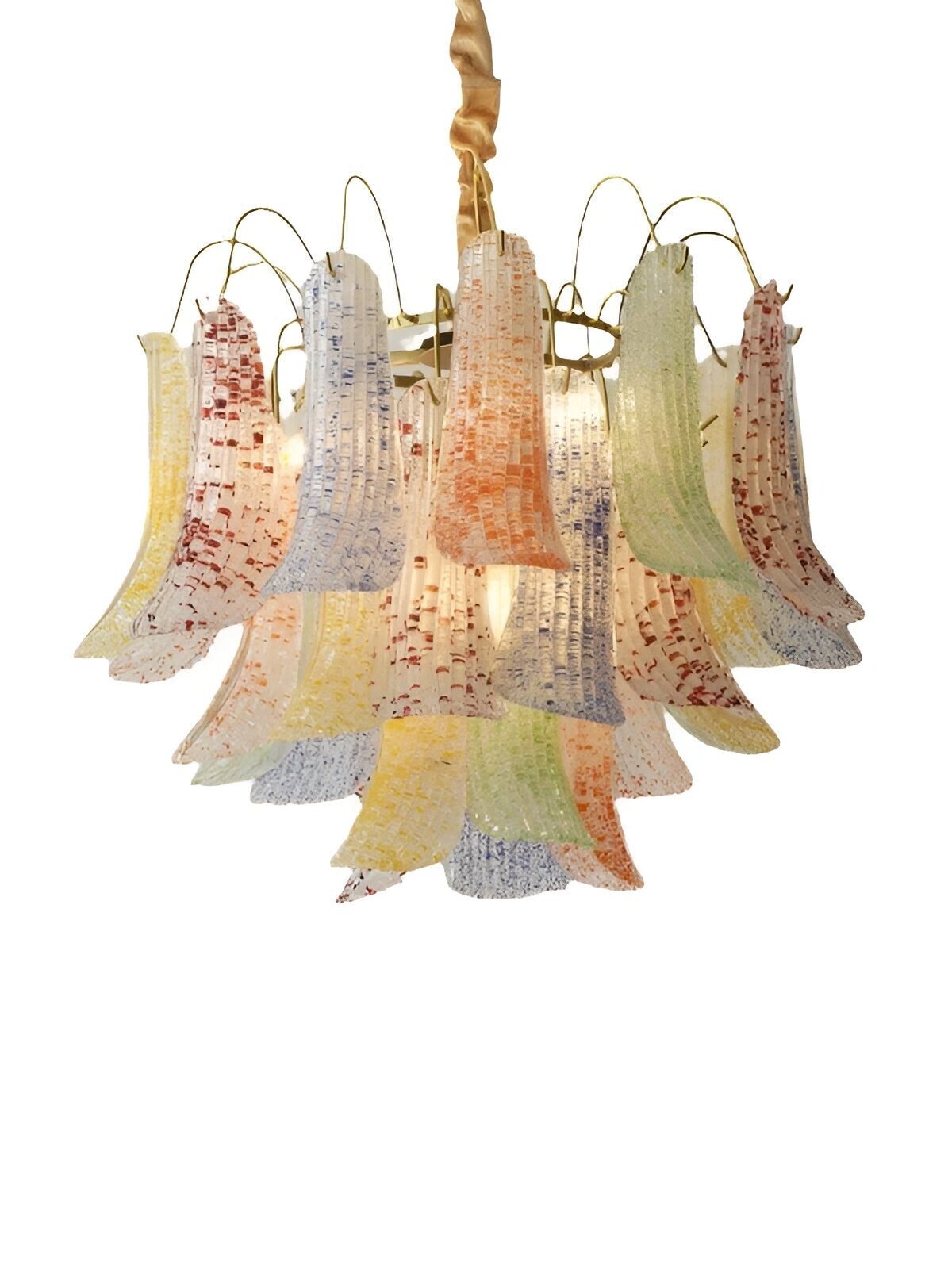 Retro Mazzega Murano Colorful Glass Chandelier
