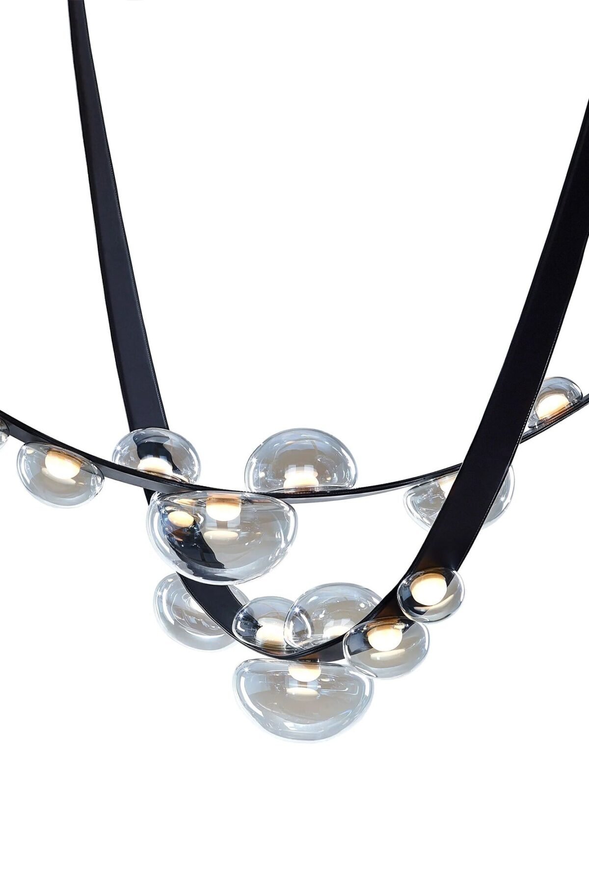 Dew Drops Nordics Glass Leather Linear Chandelier