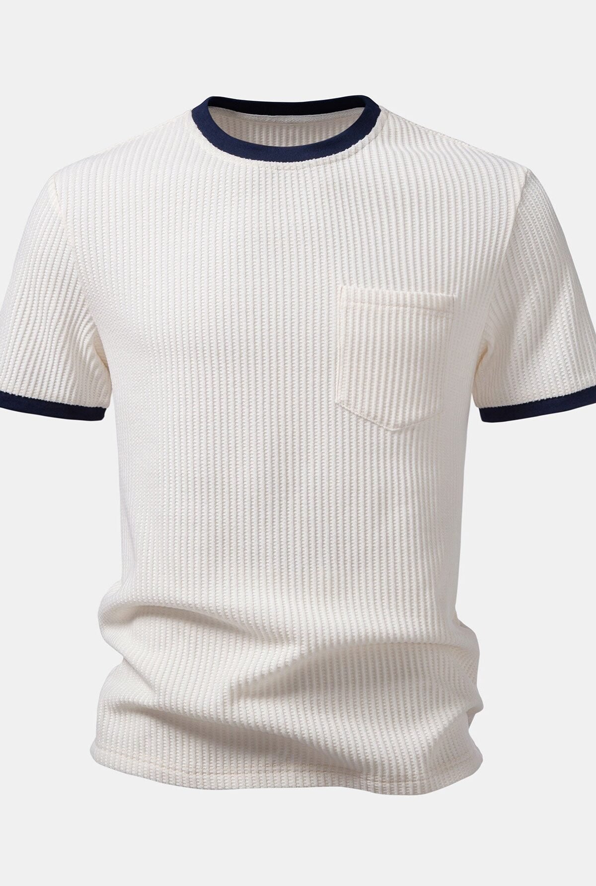 Contrast Waffle T-Shirt With Pocket
