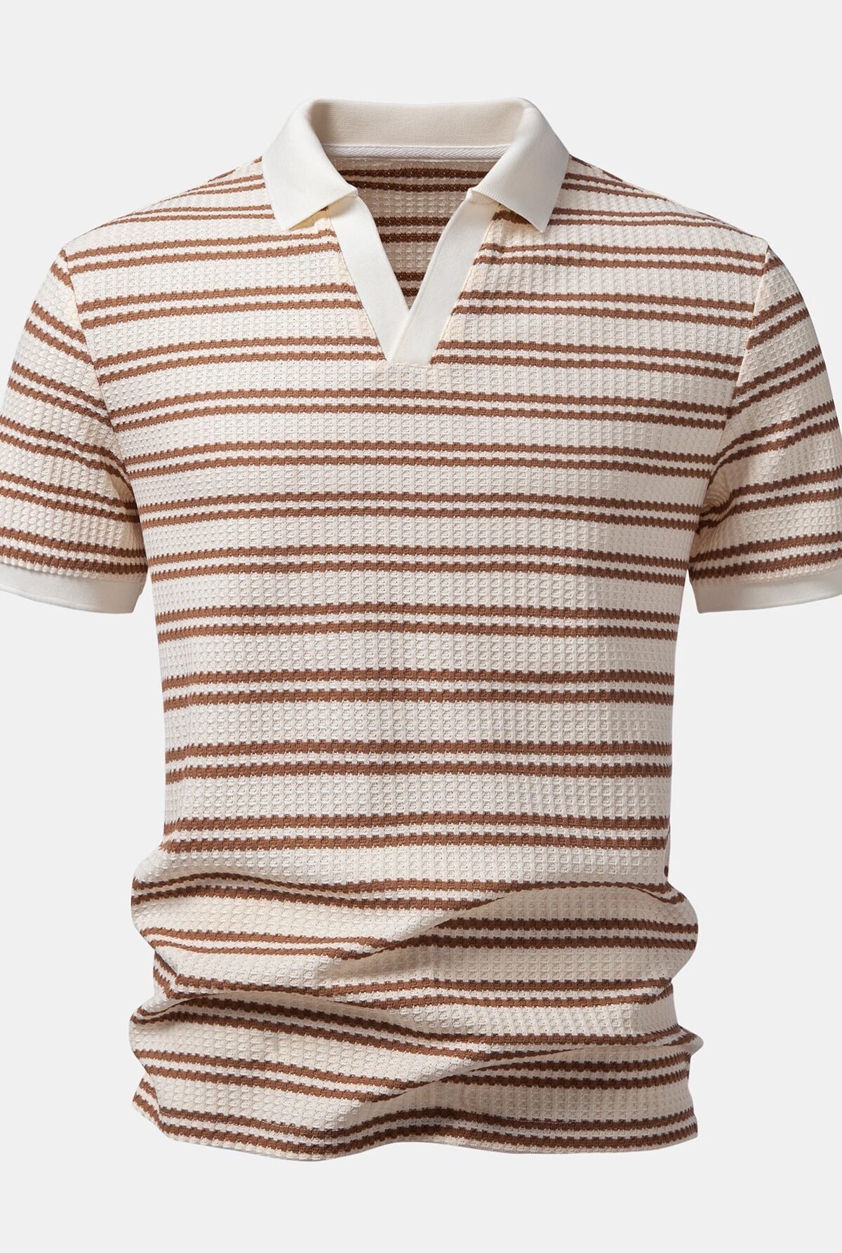 Stripe Waffle Johnny Collar Polo