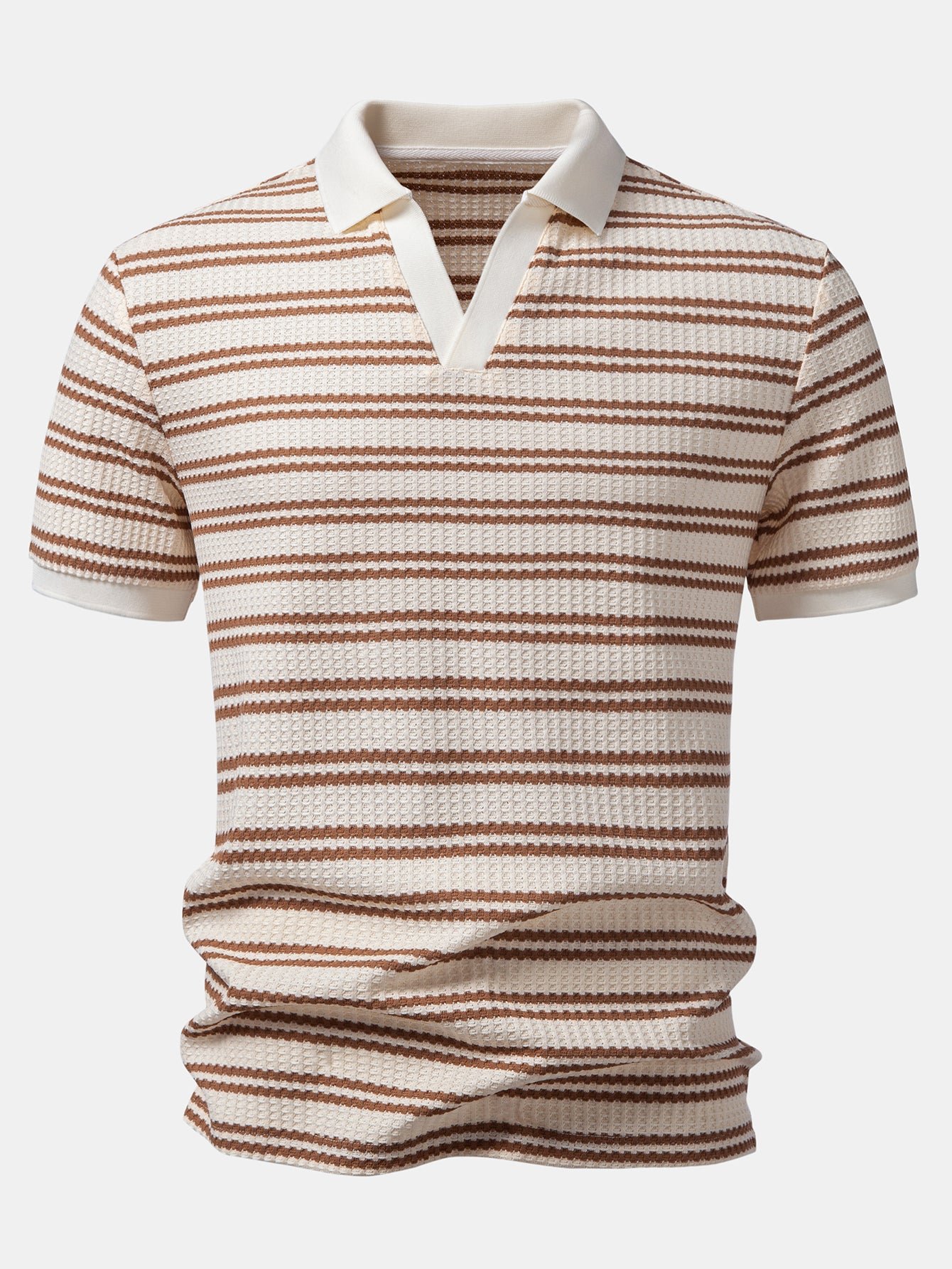 Stripe Waffle Johnny Collar Polo