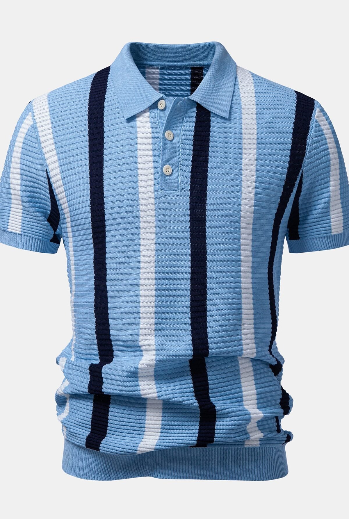 Stripe Textured Knit Polo