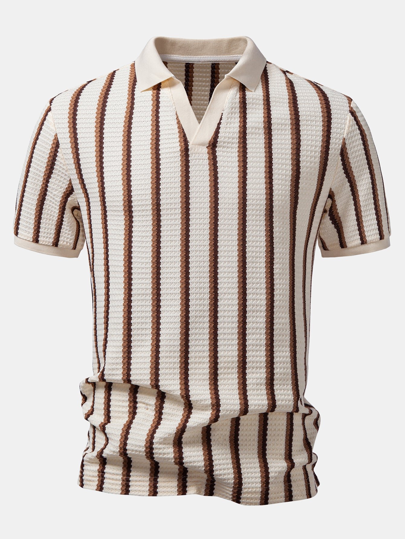 Waffle Stripe Johnny Collar Polo