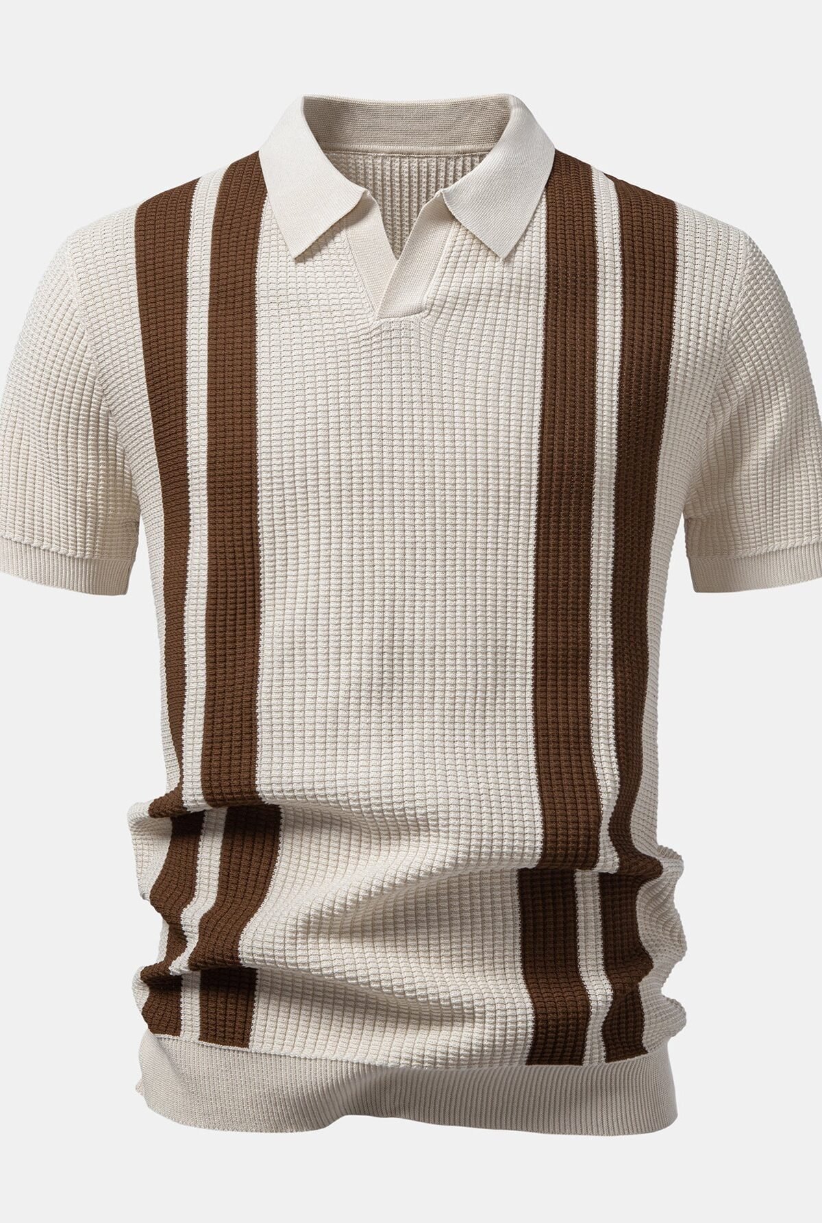 Stripe Johnny Collar Knit Polo