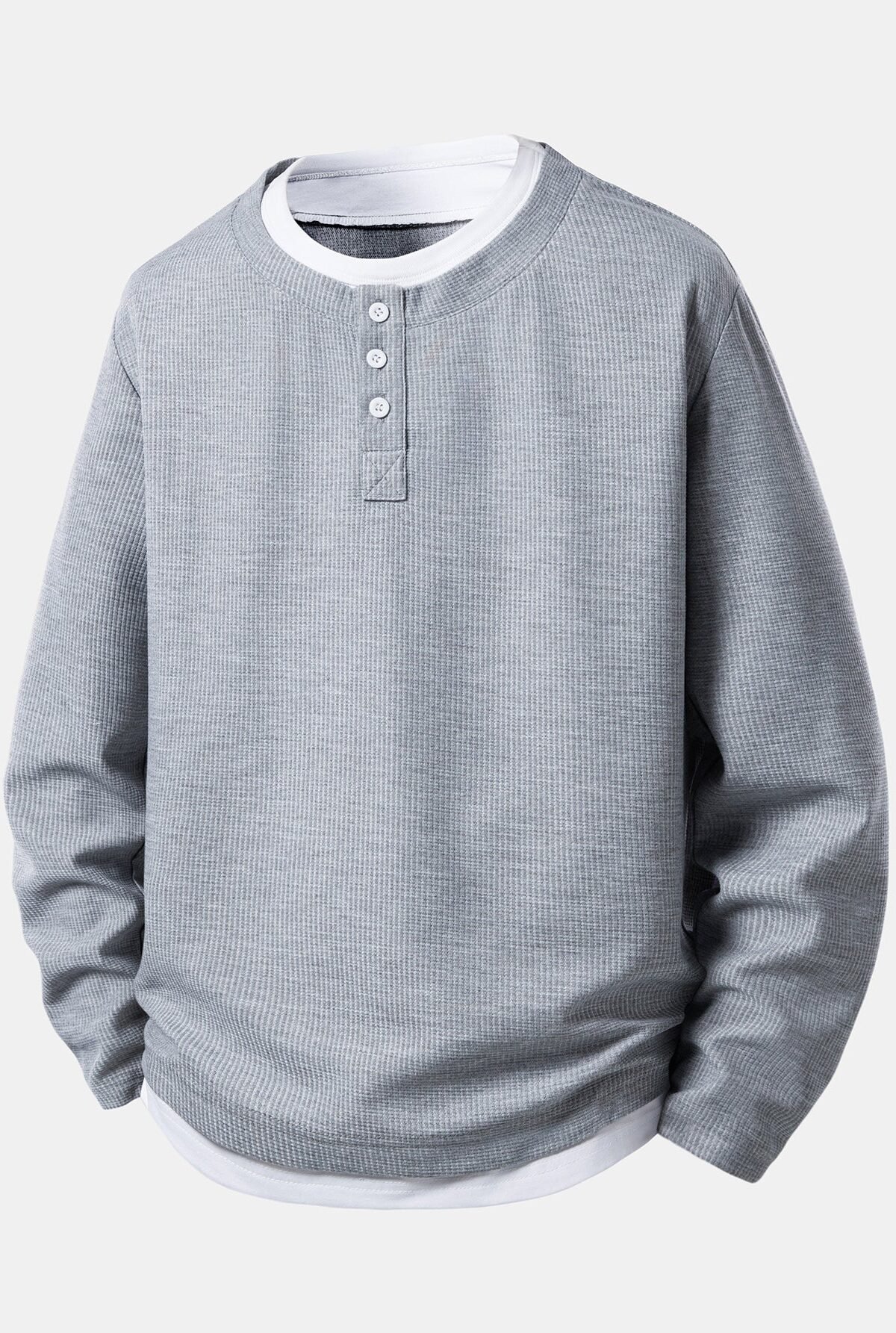 2 In 1 Henley Collar Waffle T-Shirt