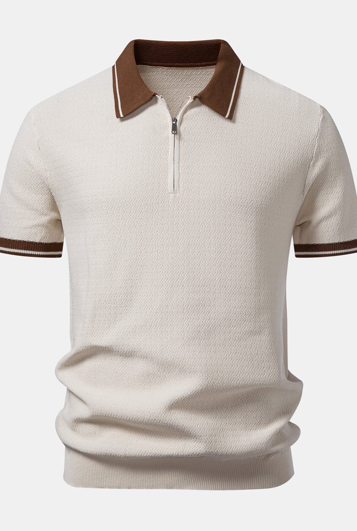 Contrast Zipper Knit Polo
