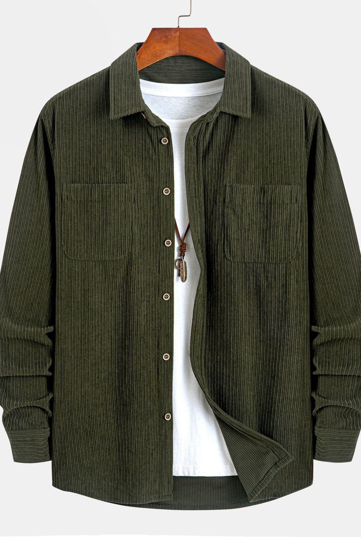 Long Sleeve Corduroy Pocket Button Up Shirt